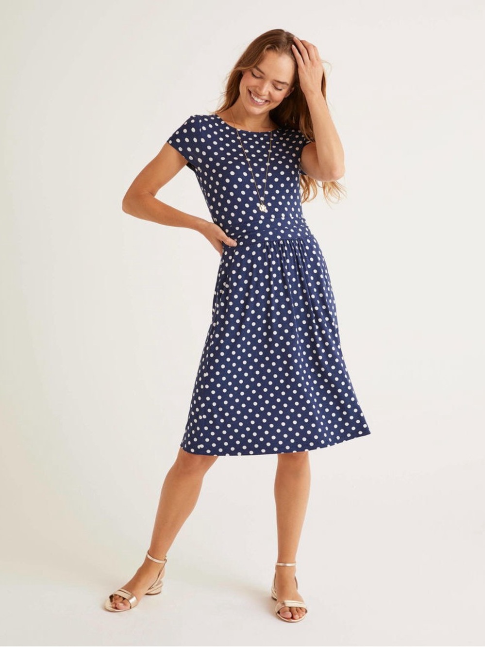 Boden Polka Dot Amelie Jersey Dress Size US 4 Long